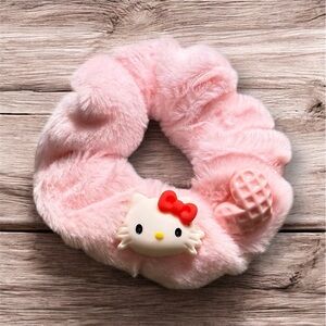 Hello Kitty Pink Plush Hair Scrunchie